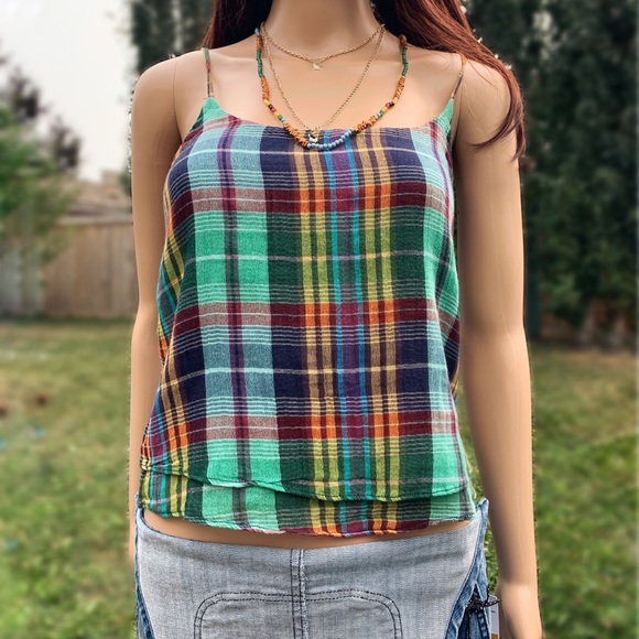 NWT Polo Ralph Lauren rainbow plaid boho tank top - Picture 4 of 15